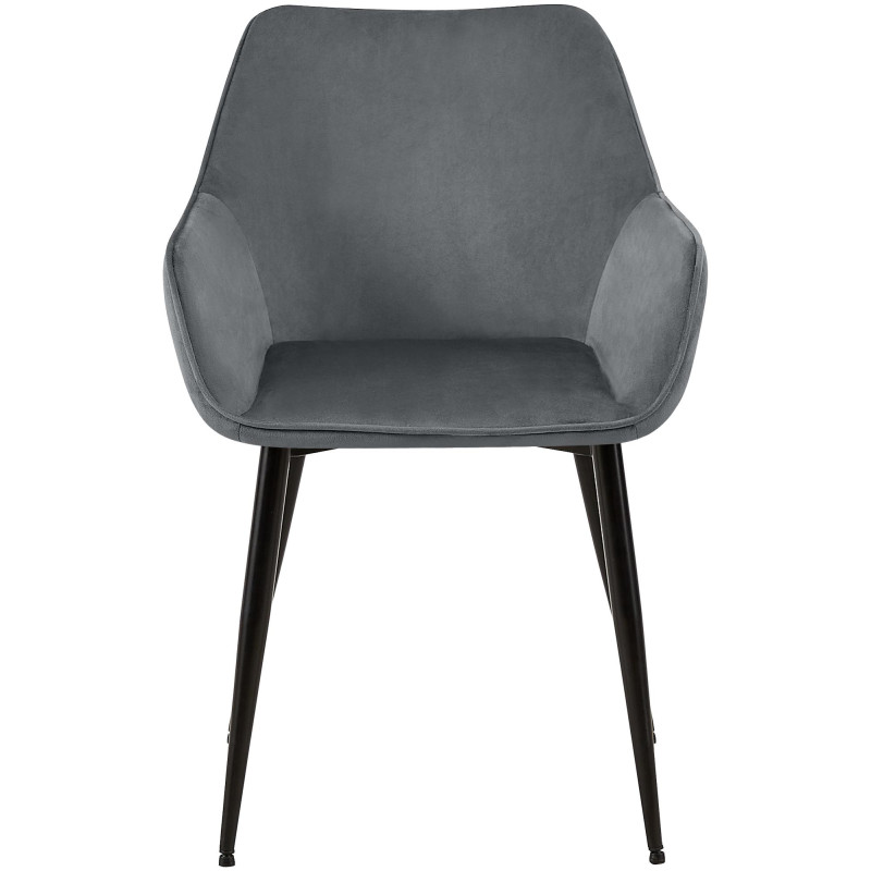 Lot de 2 chaises de salle à manger Vessa en velours gris foncé