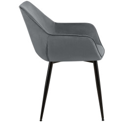 Lot de 2 chaises de salle à manger Vessa en velours gris foncé