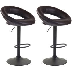 Ensemble de 2 tabourets de bar Olinda, similicuir, noir brun