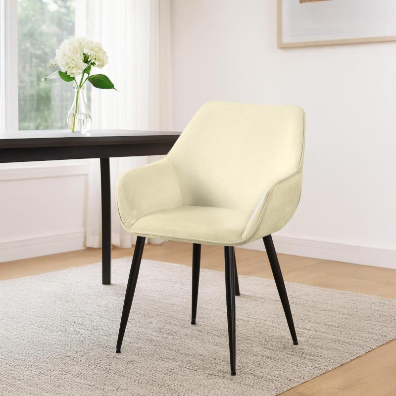 Lot de 2 chaises de salle à manger Vessa velours crème