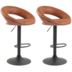 Ensemble de 2 tabourets de bar Olinda, similicuir, noir brun clair