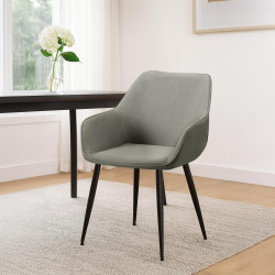 Lot de 2 chaises de salle à manger Vessa en tissu gris clair