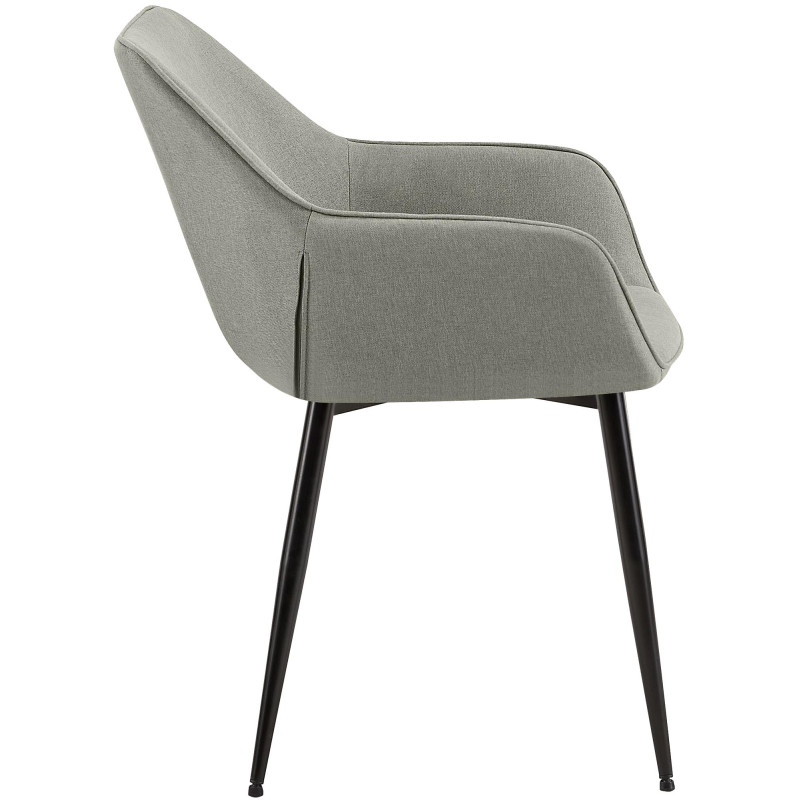 Lot de 2 chaises de salle à manger Vessa en tissu gris clair