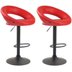 Lot de 2 tabourets de bar Olinda simili cuir noir rouge