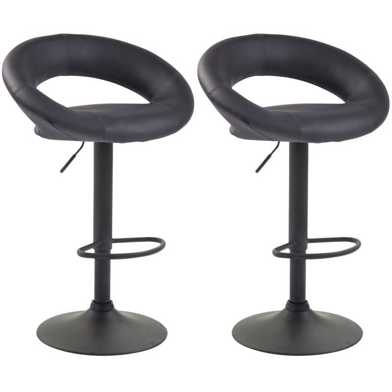 Lot de 2 tabourets de bar Olinda simili cuir noir gris