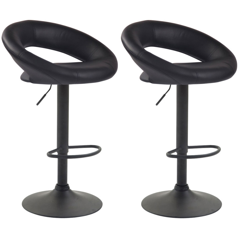 Lot de 2 tabourets de bar Olinda simili cuir noir