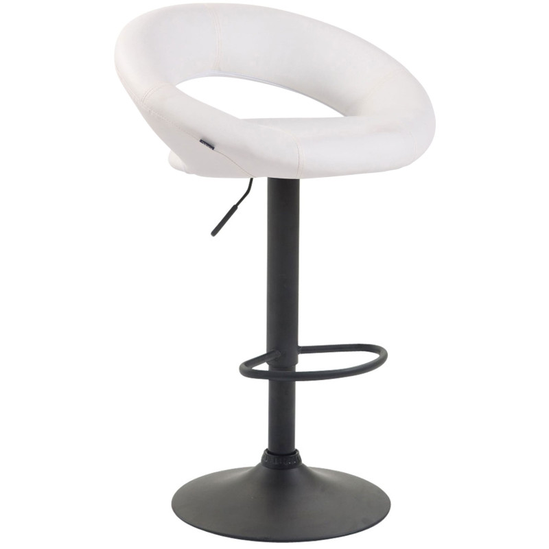 Lot de 2 tabourets de bar Olinda, simili cuir, noir et blanc