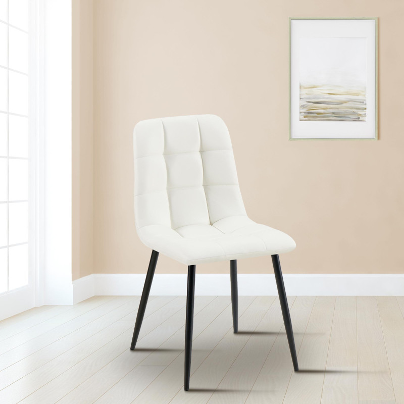 Chaise de salle à manger Antibes, similicuir blanc