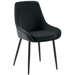 Chaise de salle à manger Elmira en velours noir