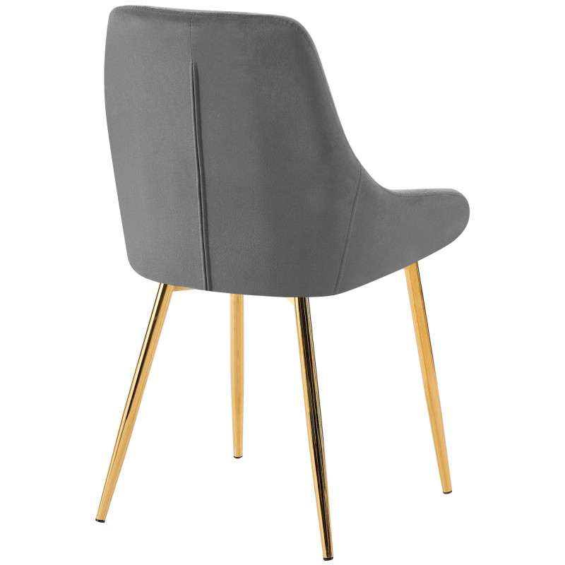 Chaise de salle à manger Elmira en velours doré gris foncé