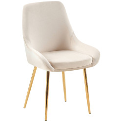 Chaise de salle à manger Elmira velours doré crème