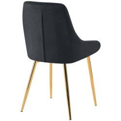 Chaise de salle à manger Elmira en velours doré noir