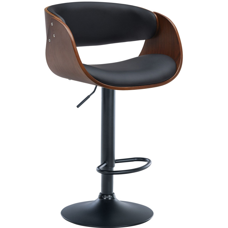 Tabouret de bar Portmore simili cuir noir noyer/noir