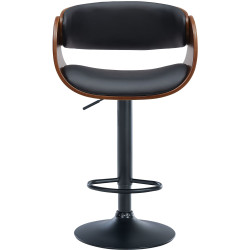 Tabouret de bar Portmore, similicuir, noir noyer/noir