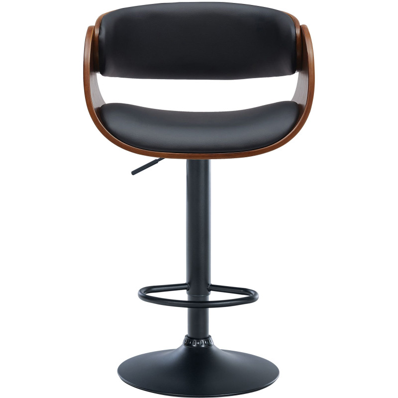 Tabouret de bar Portmore, similicuir, noir noyer/noir