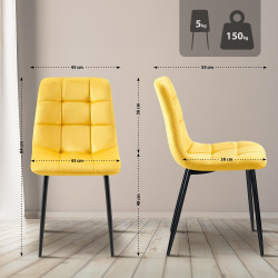 Lot de 4 chaises de salle à manger Antibes jaune