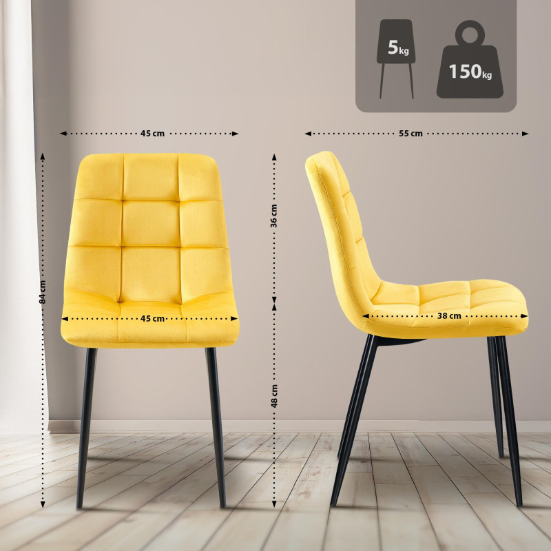 Lot de 4 chaises de salle à manger Antibes jaune
