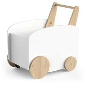 Chariot de rangement a roulettes - FIRMIANA - Style scandinave - Blanc mat / Chene kronberg - 49,8 x 35 x 52,5 cm - DEMEYERE