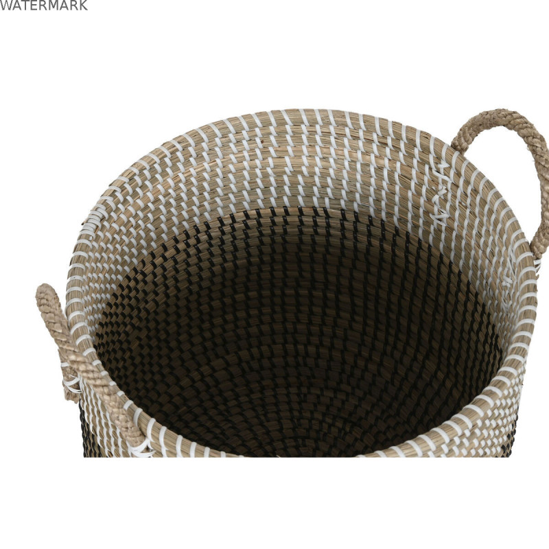 Set de basket Home ESPRIT Blanc Noir Naturel 44 x 44 x 49 cm (2 Pièces)