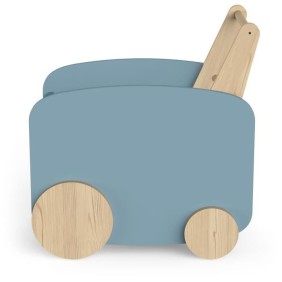 Chariot de rangement a roulettes - FIRMIANA - Style scandinave - Bleu orage et bois naturel - 49,8 x 35 x 52,5 cm - DEMEYERE