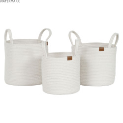 Set de basket Home ESPRIT Blanc Moderne 30 x 30 x 28 cm (3 Pièces)
