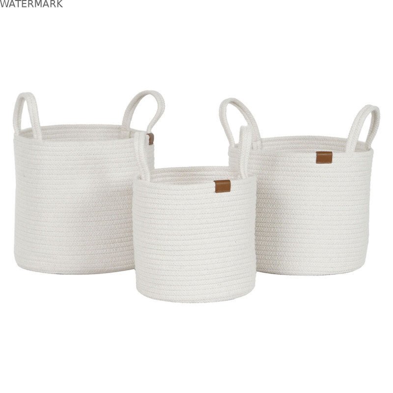 Set de basket Home ESPRIT Blanc Moderne 30 x 30 x 28 cm (3 Pièces)