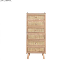 Caisson à Tiroirs Home ESPRIT Naturel Rotin Bois de paulownia 40 x 30 x 104 cm