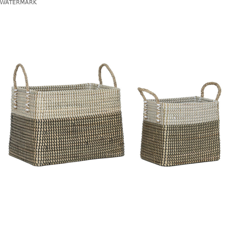 Set de basket Home ESPRIT Blanc Noir Naturel Herbier marin Boho 44 x 25 x 38 cm (2 Pièces) Set de basket Home ESPRIT Blanc Noir Naturel Herbier marin Boho 44 x 25 x 38 cm (2 Pièces)
