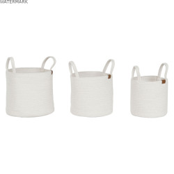 Set de basket Home ESPRIT Blanc Moderne 30 x 30 x 28 cm (3 Pièces)