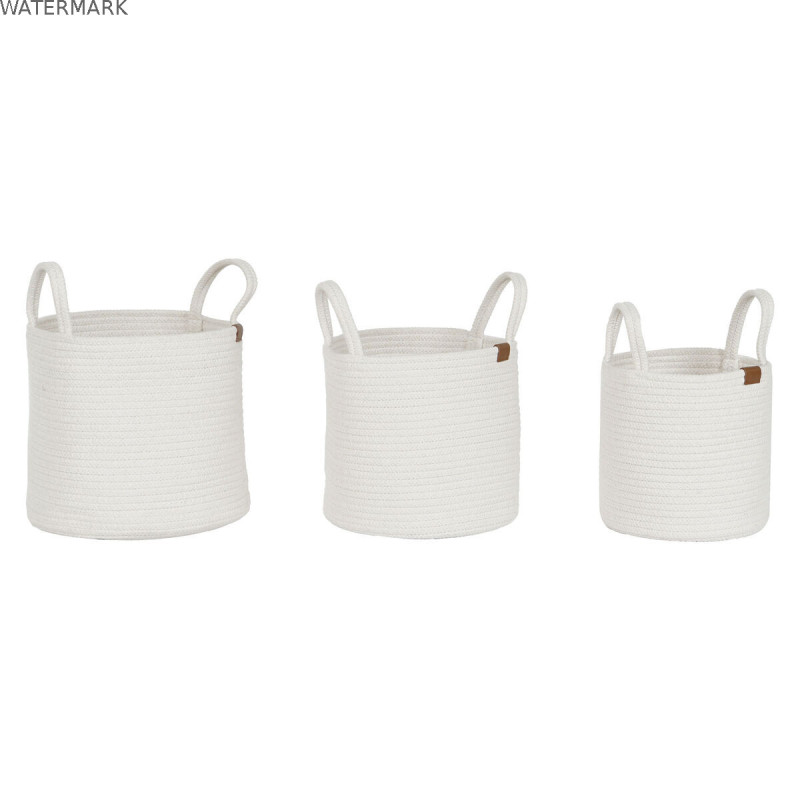 Set de basket Home ESPRIT Blanc Moderne 30 x 30 x 28 cm (3 Pièces)