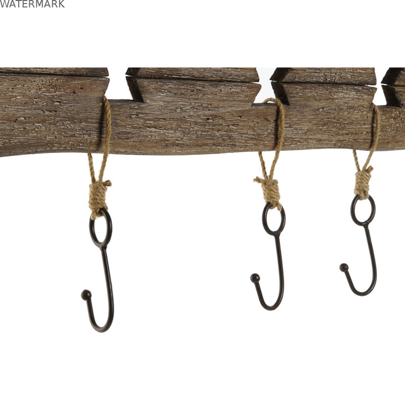 Portemanteau Home ESPRIT Naturel Métal Bois de paulownia 99 x 3 x 31 cm