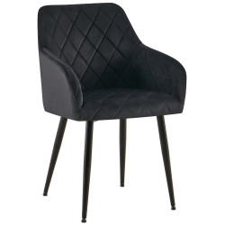 Chaise de salle à manger Monett velours B noir