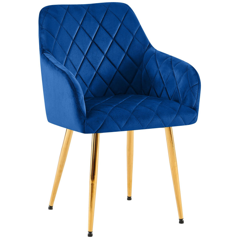 Chaise de salle à manger Monett velours G bleu foncé