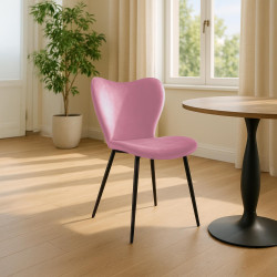 Chaise de salle à manger Maika en velours rose