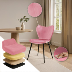 Chaise de salle à manger Maika en velours rose