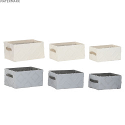 Set de basket Home ESPRIT Gris Crème 35 x 25 x 18 cm (3 Pièces) (2 Unités)