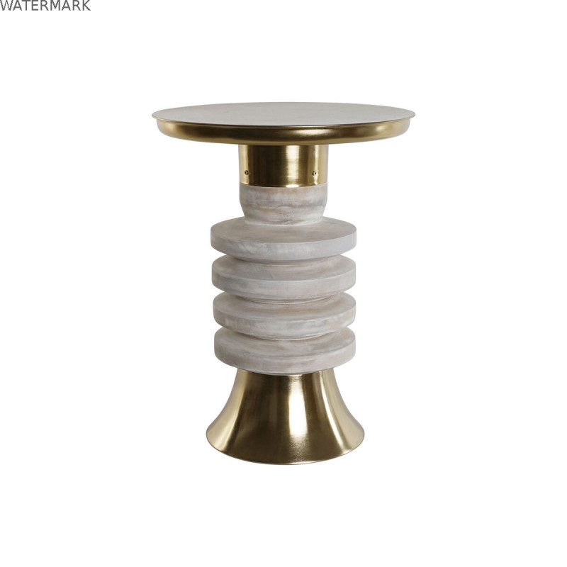 Table d'appoint Home ESPRIT Blanc Doré Bois Métal 41 x 41 x 53 cm
