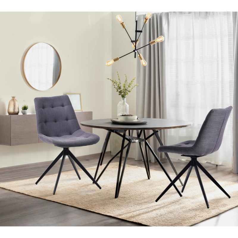 Chaise de salle à manger Merna en tissu gris foncé