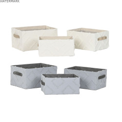 Set de basket Home ESPRIT Gris Crème 35 x 25 x 18 cm (3 Pièces) (2 Unités)