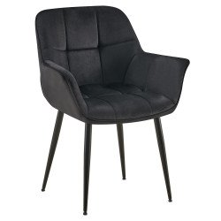 Chaise de salle à manger Roseville en velours noir