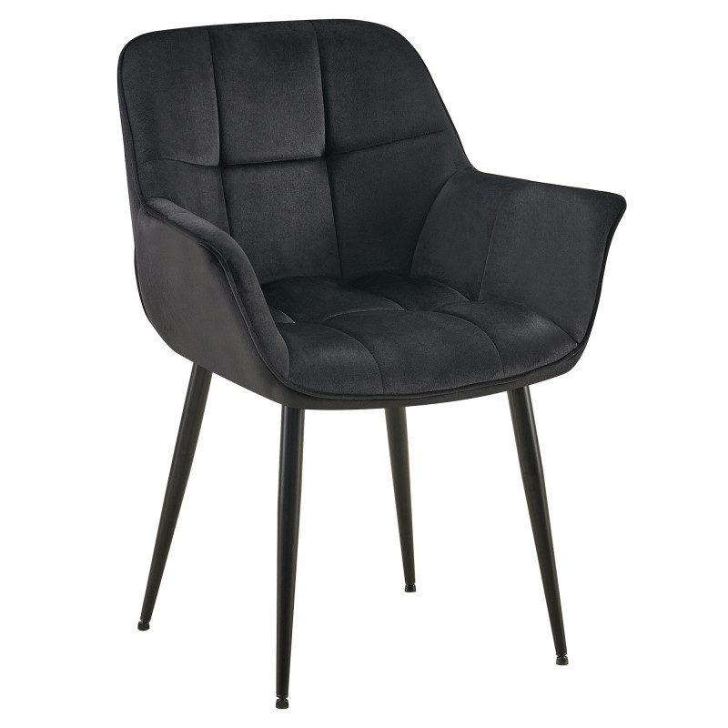 Chaise de salle à manger Roseville en velours noir