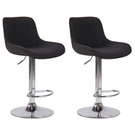 Lot de 2 tabourets de bar Lentini tissu chrome noir