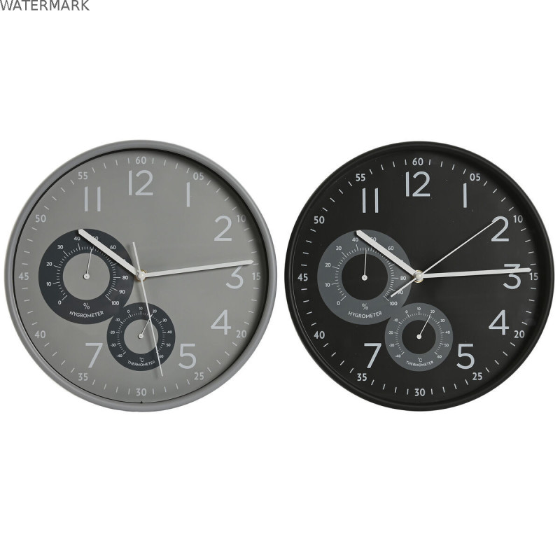 Horloge Murale Home ESPRIT Noir Gris PVC 30 x 4,7 x 30 cm (2 Unités)