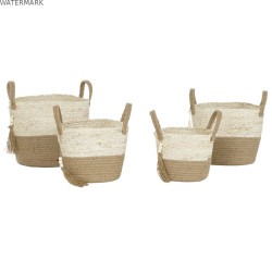 Set de basket Home ESPRIT Naturel Marron Clair Jute Moderne 40 x 40 x 41 cm