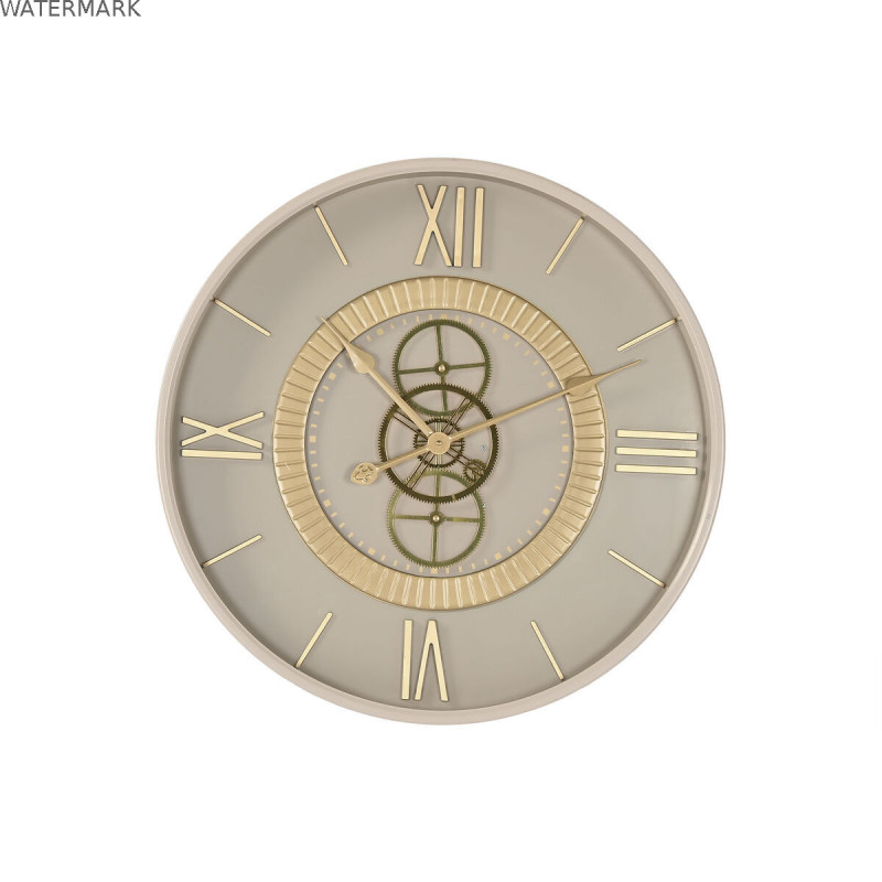 Horloge Murale Home ESPRIT Blanc Beige Doré Verre Fer 60 x 8 x 60 cm 59,5 x 8,5 x 59,5 cm