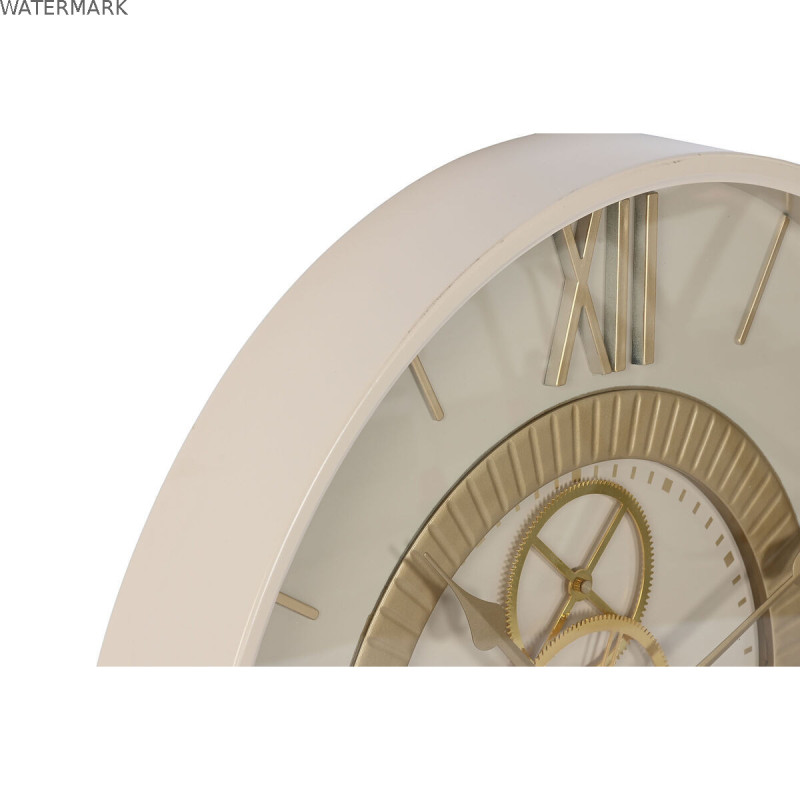Horloge Murale Home ESPRIT Blanc Beige Doré Verre Fer 60 x 8 x 60 cm 59,5 x 8,5 x 59,5 cm