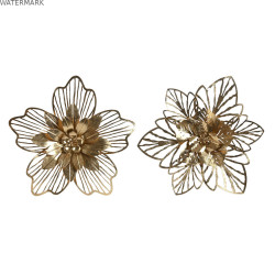 Décoration murale Home ESPRIT Doré Moderne Fleur 51 x 6 x 51 cm (2 Unités)