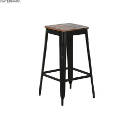 Tabouret Home ESPRIT Marron Noir Bois Métal 34 x 33 x 77 cm