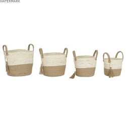 Set de basket Home ESPRIT Naturel Marron Clair Jute Moderne 40 x 40 x 41 cm