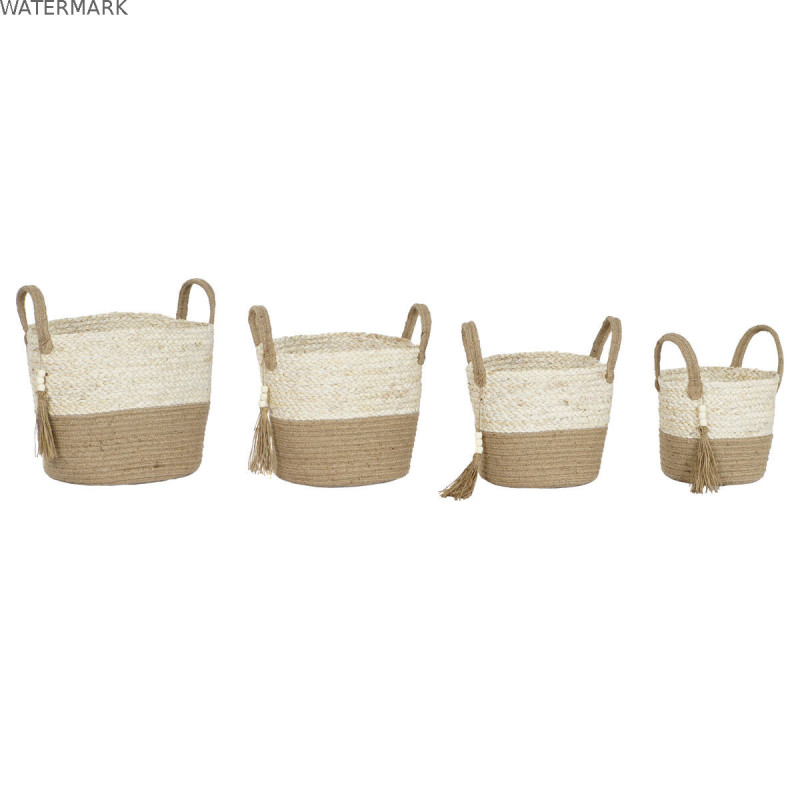 Set de basket Home ESPRIT Naturel Marron Clair Jute Moderne 40 x 40 x 41 cm